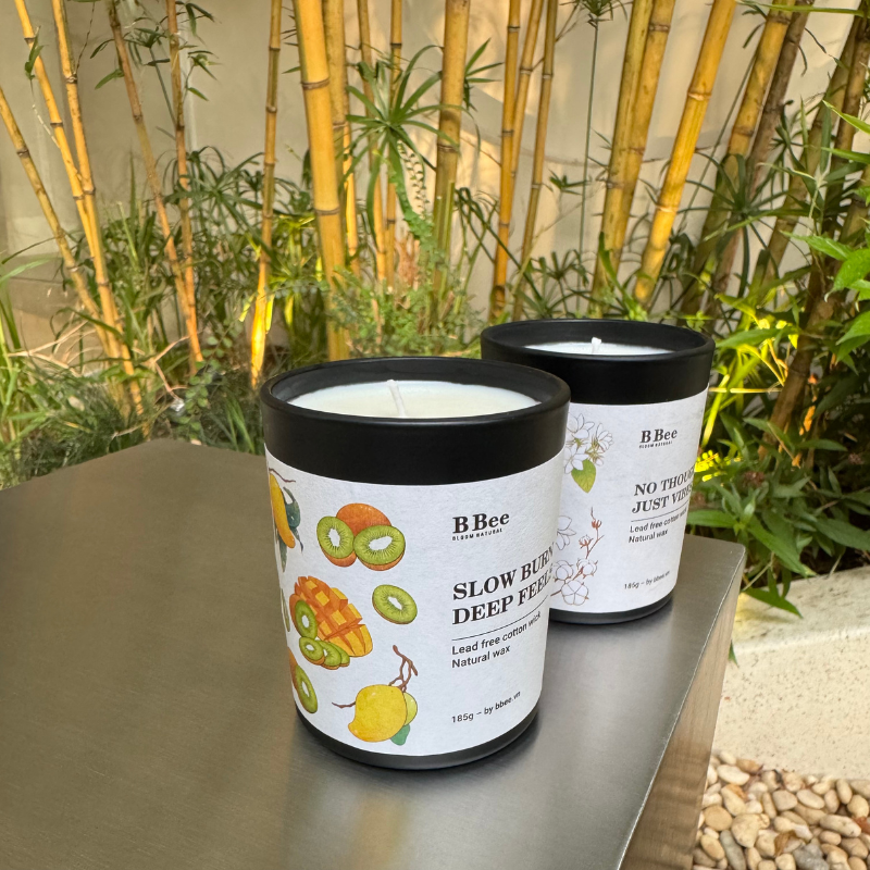 [TẶNG STICKER] Nến Thơm Quà Tặng Cao Cấp No Thoughts, Just Vibes Hương Hoa Dịu Nhẹ B Bee Candle