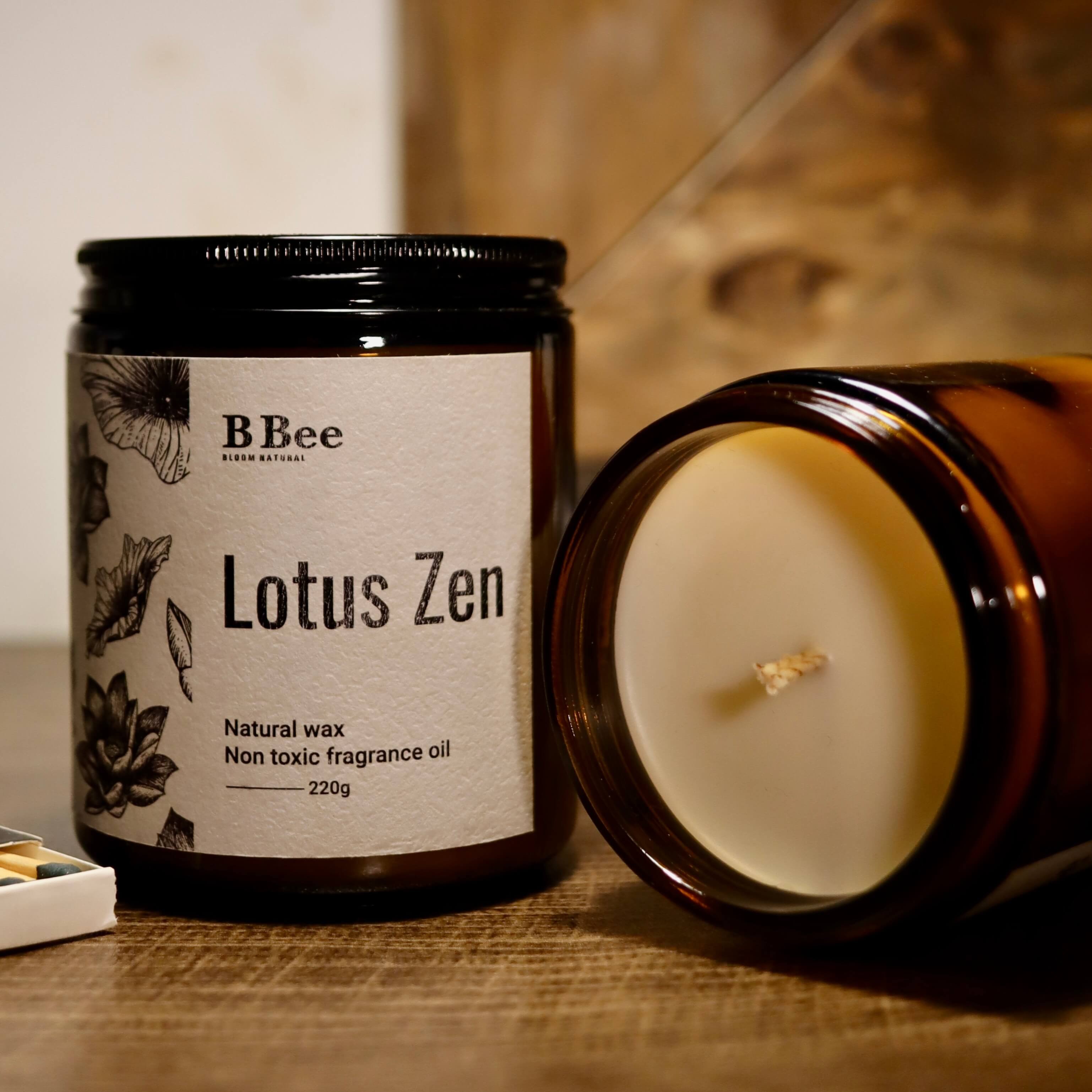 Lotus Zen - Nến Thơm Lành Tính Từ Sáp Tự Nhiên Giảm Stress, Thư Giãn B Bee Candle
